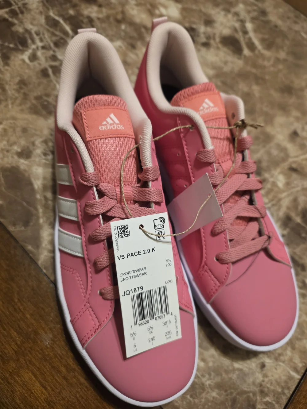 Adidas VS Pace 2.0 K Kids Pink Lace-Up Sneakers